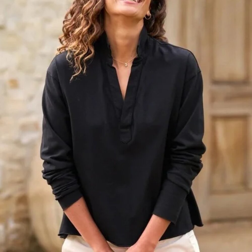 Frank & Eileen Patrick Popover Henley Sweatshirt Top Shirt Medium Triple Fleece - Picture 4 of 12